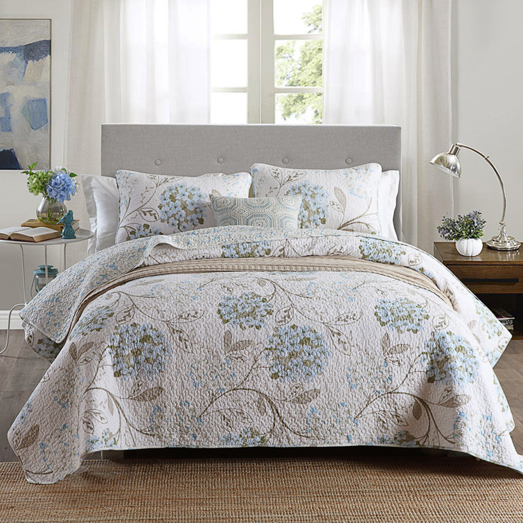 Ophelia & Co. Armiead Hydrangea Standard Cotton 3 Piece Coverlet / Bedspread Set Wayfair